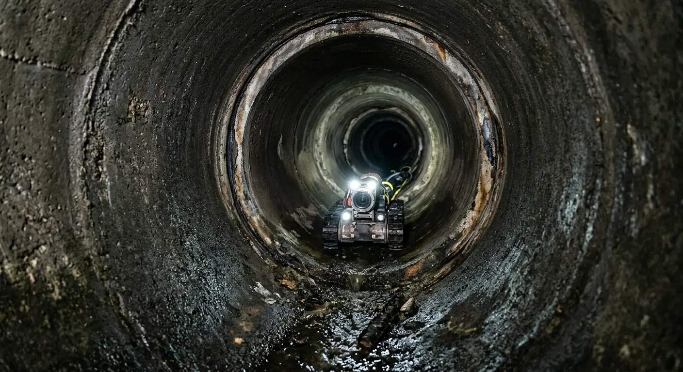 Robotic sewer camera inspecting pipe interior for Drain Snake Service in Rawlins